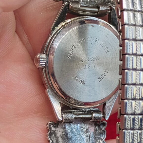 Native Sterling Silver Inlay Multi Gemstone Watch & Tips WORKS Adjustable Band - Picture 7 of 11